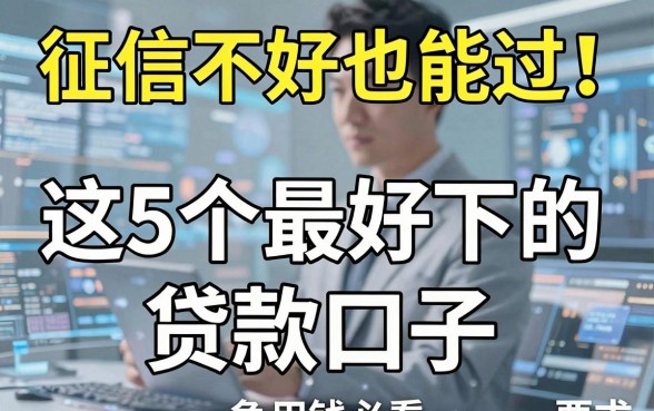 征信不好也能过！这5个最好下的贷款口子，急用钱必看