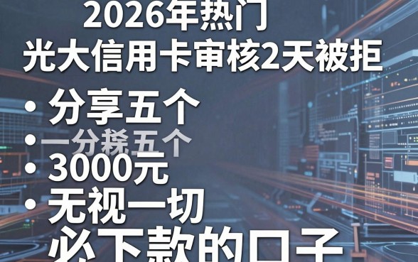 2026年热门光大信用卡审核2天被拒,分享五个3000元无视一切必下款的口子