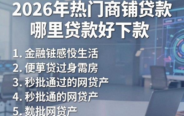 2026年热门商铺贷款哪里贷款好下款，概括五个秒批通过的网贷app