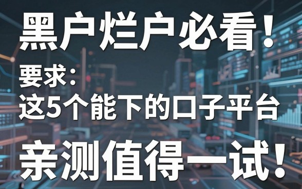 黑户烂户必看！这5个能下的口子平台，亲测值得一试