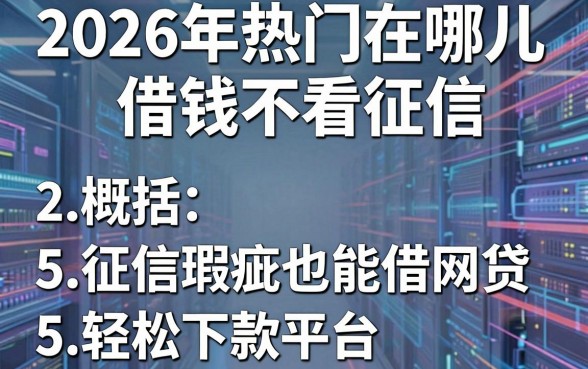 2026年热门在哪儿借钱不看征信,概括5个征信瑕疵也能借网贷轻松下款的平台