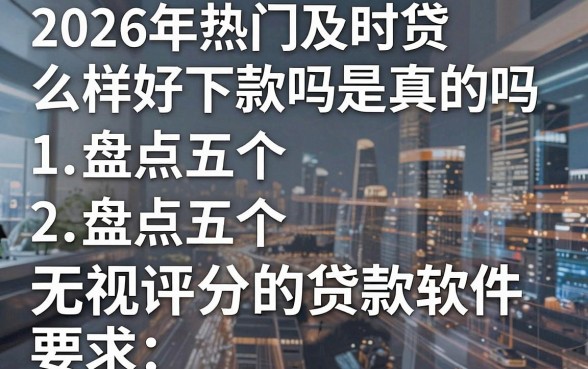 2026年热门及时贷怎么样好下款吗是真的吗，盘点五个无视评分的贷款软件