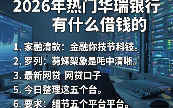 2026年热门华瑞银行有什么借钱的,罗列五个最新网贷口子今日整理这五个平台