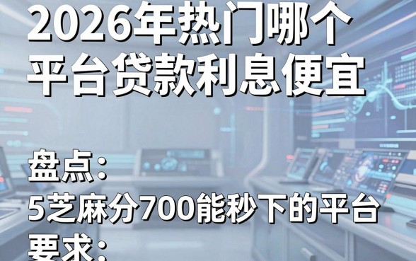 2026年热门哪个平台贷款利息便宜，盘点5个芝麻分700能秒下的平台