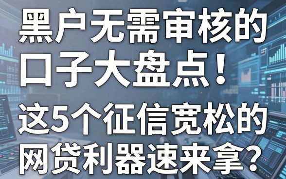 黑户无需审核的口子大盘点！这5个征信宽松的网贷利器速来拿