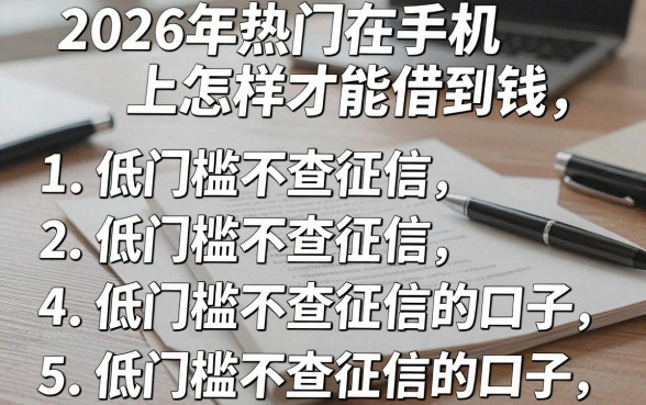 2026年热门在手机上怎样才能借到钱，罗列五个低门槛不查征信的口子