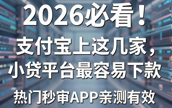 2026必看！支付宝上这几家小贷平台最容易下款，热门秒审APP亲测有效