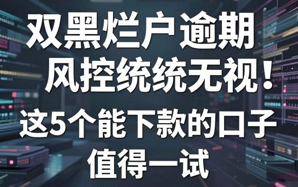 双黑烂户逾期风控统统无视!这5个能下款的口子,值得一试!