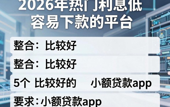2026年热门利息低容易下款的平台,整合5个比较好的小额贷款app