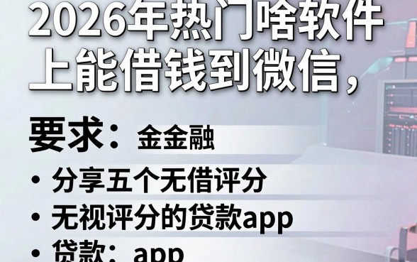 2026年热门啥软件上能借钱到微信,分享五个无视评分的贷款app