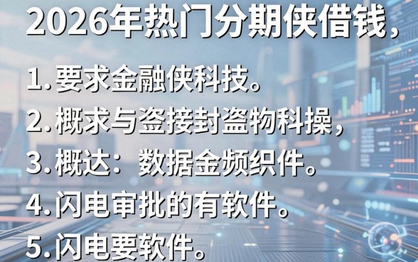 2026年热门分期侠借钱，概括5个闪电审批的软件