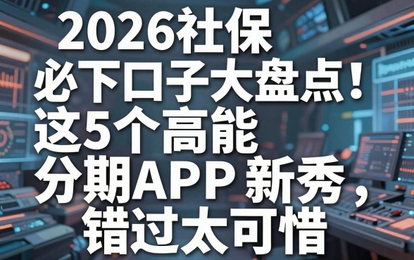 2026社保必下口子大盘点！这5个高能分期APP新秀，错过太可惜