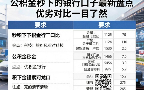 公积金秒下的银行口子最新盘点,优劣对比一目了然