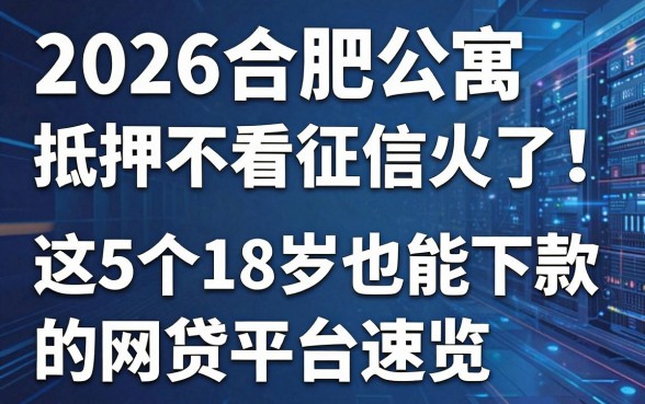 2026合肥公寓抵押不看征信火了！这5个18岁也能下款的网贷平台速览