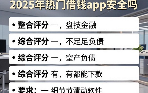 2025年热门借钱app安全吗，整合五个综合评分不足有负债都能下款软件