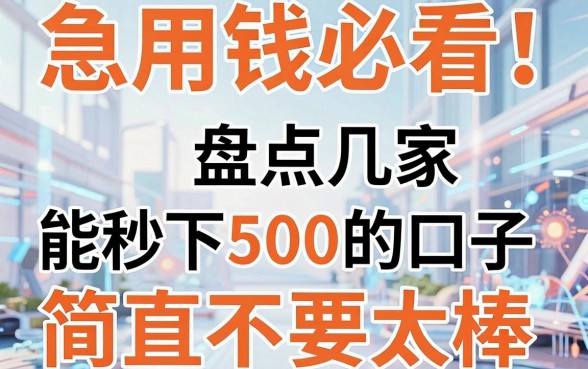 急用钱必看！盘点几家能秒下500的口子，简直不要太棒！