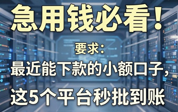 急用钱必看!最近能下款的小额口子,这5个平台秒批到账
