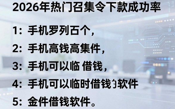 2026年热门召集令下款成功率,罗列五个手机可以临时借钱的软件