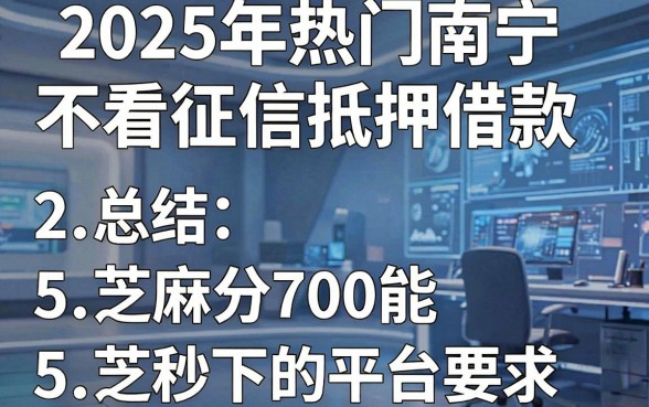 2025年热门南宁不看征信抵押借款，总结5个芝麻分700能秒下的平台