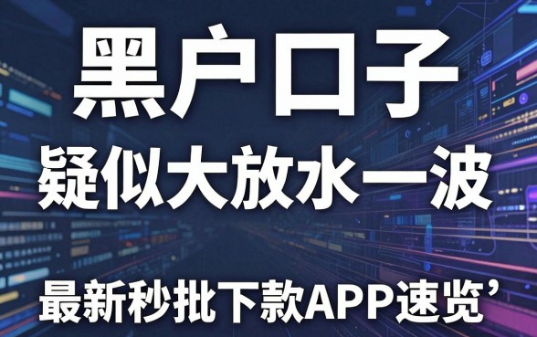 黑户口子疑似大放水一波,最新秒批下款APP速览!