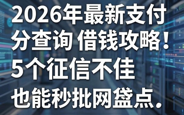 2026年最新支付分查询借钱攻略：5个征信不佳也能秒批的网贷盘点！