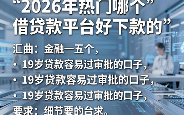 2026年热门哪个借贷款平台好下款的，汇总五个19岁贷款容易过审批的口子
