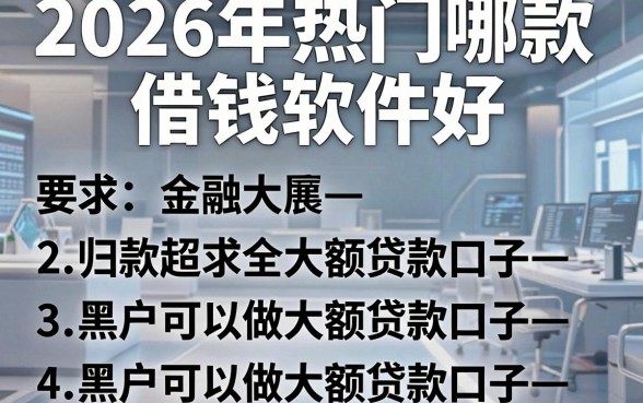 2026年热门哪款借钱软件好,归纳5个黑户可以做大额贷款口子