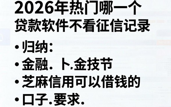 2026年热门哪一个贷款软件不看征信记录，归纳五个芝麻信用可以借钱的口子