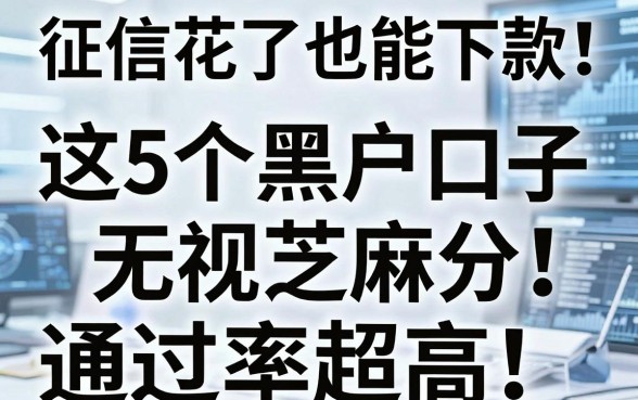 征信花了也能下款!这5个黑户口子无视芝麻分,通过率超高