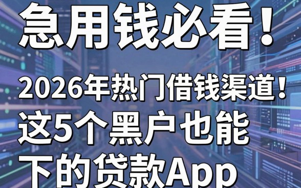 急用钱必看！2026年热门借钱渠道盘点：这5个黑户也能下的贷款App