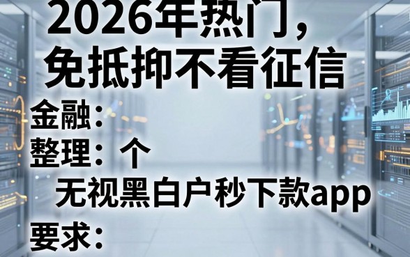 2026年热门免抵押不看征信，整理五个无视黑白户秒下款app