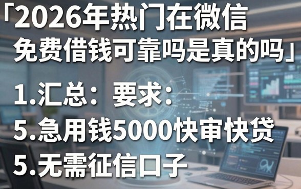 2026年热门在微信免费借钱可靠吗是真的吗，汇总5个急用钱5000快审快贷无需征信口子