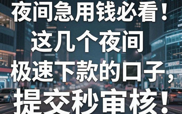 夜间急用钱必看！这几个夜间极速下款的口子，提交秒审核