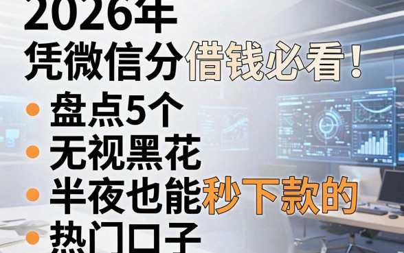 2026年凭微信分借钱必看！盘点5个无视黑花、半夜也能秒下款的热门口子