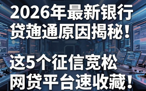 2026年最新银行贷款通不过原因揭秘！这5个征信宽松网贷平台速收藏