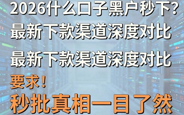 2026什么口子黑户秒下？最新下款渠道深度对比，秒批真相一目了然！
