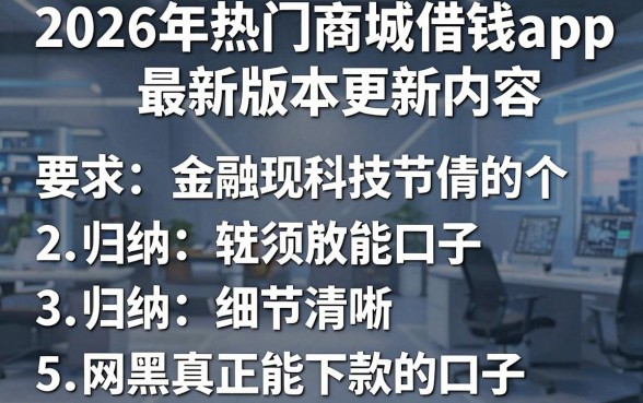 2026年热门商城借钱app最新版本更新内容，归纳5个网黑真正能下款的口子