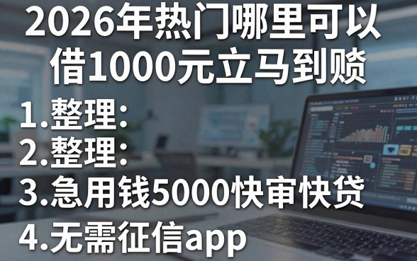 2026年热门哪里可以借1000元立马到账,整理五个急用钱5000快审快贷无需征信app