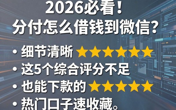 2026必看!分付怎么借钱到微信?这5个综合评分不足也能下款的热门口子速收藏