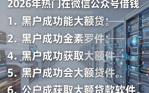 2026年热门在微信公众号借钱，罗列5个黑户成功获取大额贷款的软件