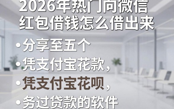 2026年热门向微信红包借钱怎么借出来，分享五个凭支付宝花呗贷款的软件