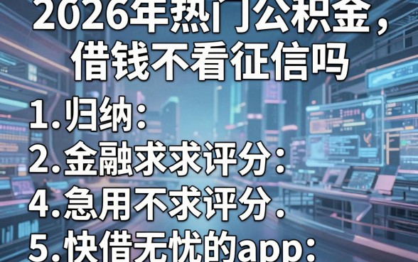2026年热门公积金借钱不看征信吗，归纳五个急用不求评分快借无忧的app