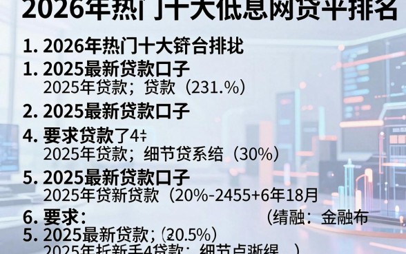 2026年热门十大低息网贷平台排名,归纳5个2025最新贷款口子