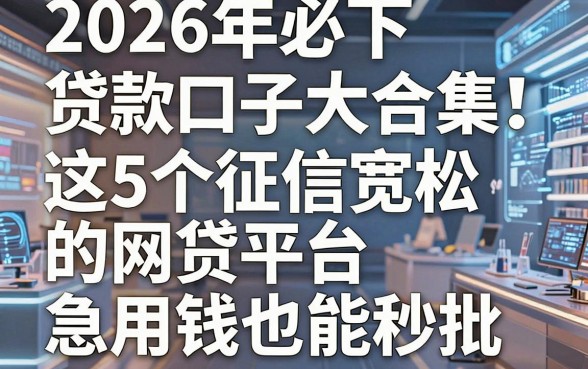 2026年必下贷款口子大合集!这5个征信宽松的网贷平台,急用钱也能秒批!