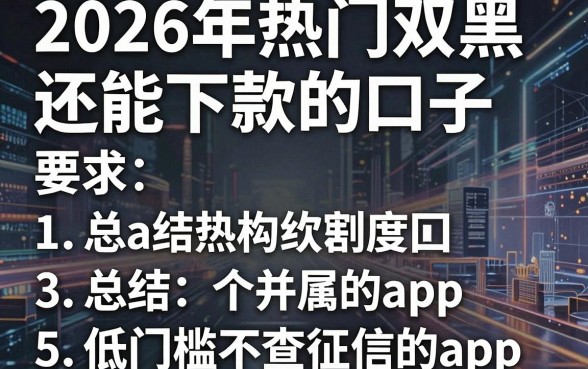 2026年热门双黑还能下款的口子,总结5个低门槛不查征信的app