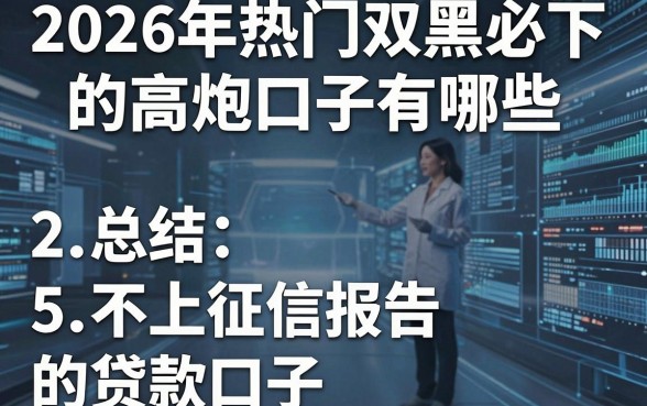 2026年热门双黑必下的高炮口子有哪些，总结5个不上征信报告的贷款口子