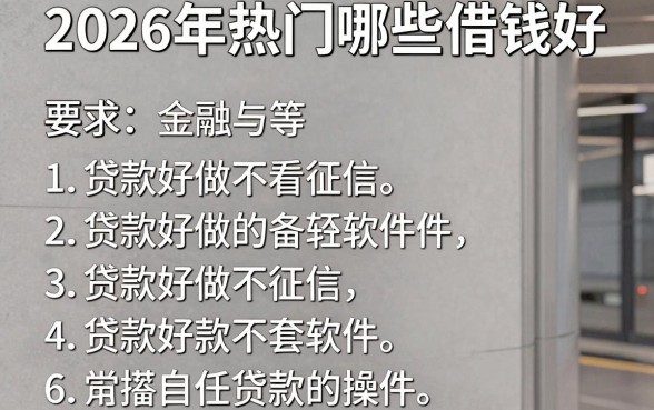 2026年热门哪些借钱好，概括五个贷款好做不看征信的软件