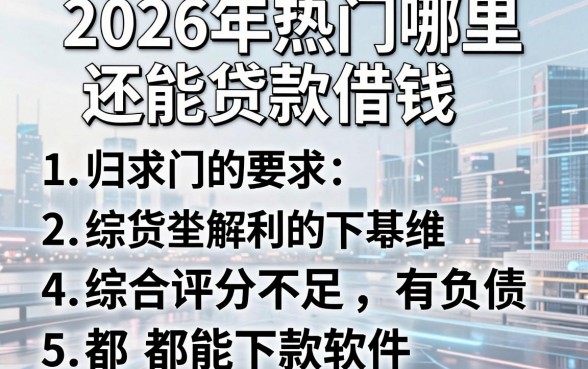 2026年热门哪里还能贷款借钱，归纳5个综合评分不足有负债都能下款软件