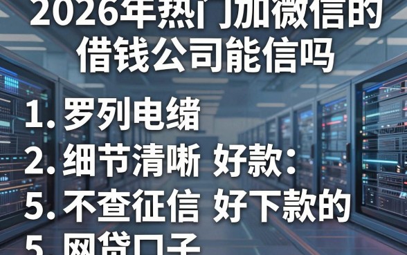 2026年热门加微信的借钱公司能信吗，罗列5个不查征信好下款的网贷口子