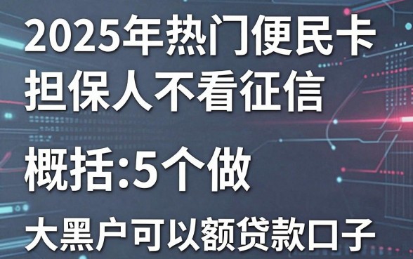 2025年热门便民卡有担保人不看征信，概括5个黑户可以做大额贷款口子